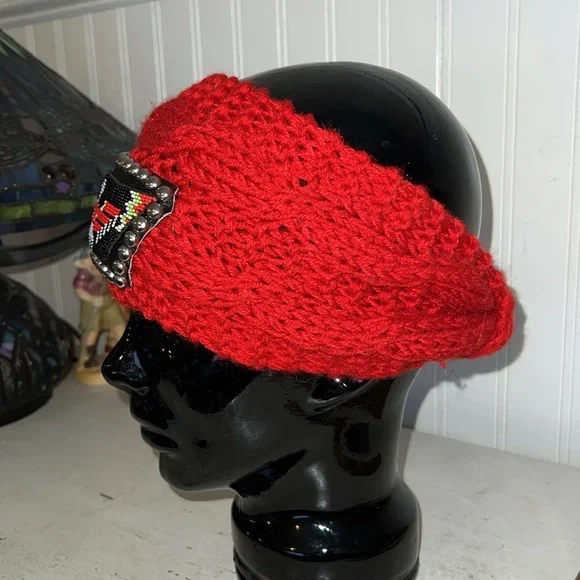 Handmade beaded Native American knitted headband